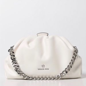 NWT Michael Kors Nola Faux Leather Crossbody Bag in Optic White